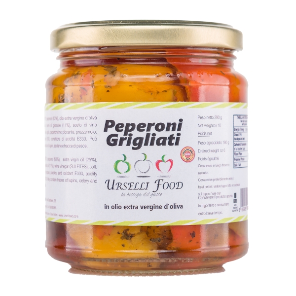 Urselli Food - Peperoni Grigliati in Olio Extravergine di Oliva - Olio di Alta Qualità Italiano - Puglia