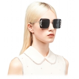 Miu Miu - Miu Miu Noir Sunglasses - Square - Black and Crystals - Sunglasses - Miu Miu Eyewear