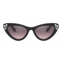 Miu Miu - Occhiali Miu Miu Logo - Cat Eye - Nero Cristalli - Occhiali da Sole - Miu Miu Eyewear