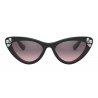 Miu Miu - Occhiali Miu Miu Logo - Cat Eye - Nero Cristalli - Occhiali da Sole - Miu Miu Eyewear