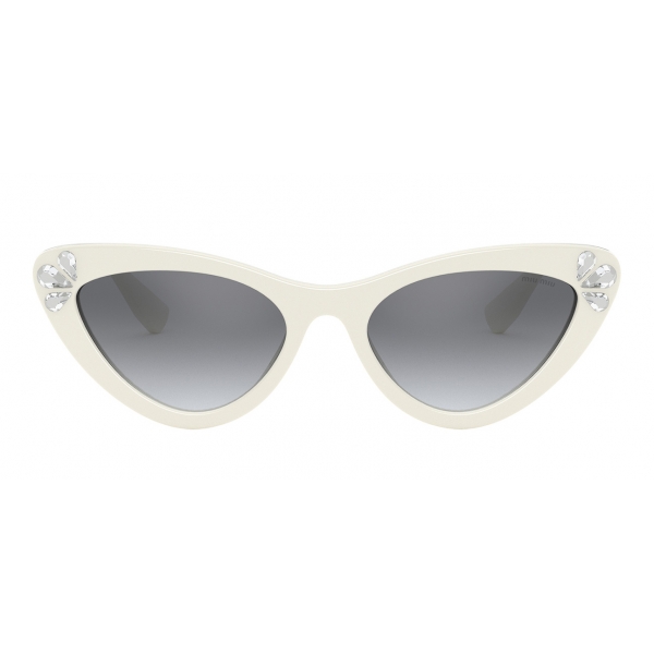 Miu Miu - Miu Miu Logo Sunglasses - Cat Eye - White and Crystals ...
