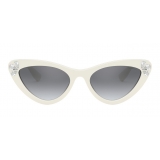 Miu Miu - Miu Miu Logo Sunglasses - Cat Eye - White and Crystals - Sunglasses - Miu Miu Eyewear