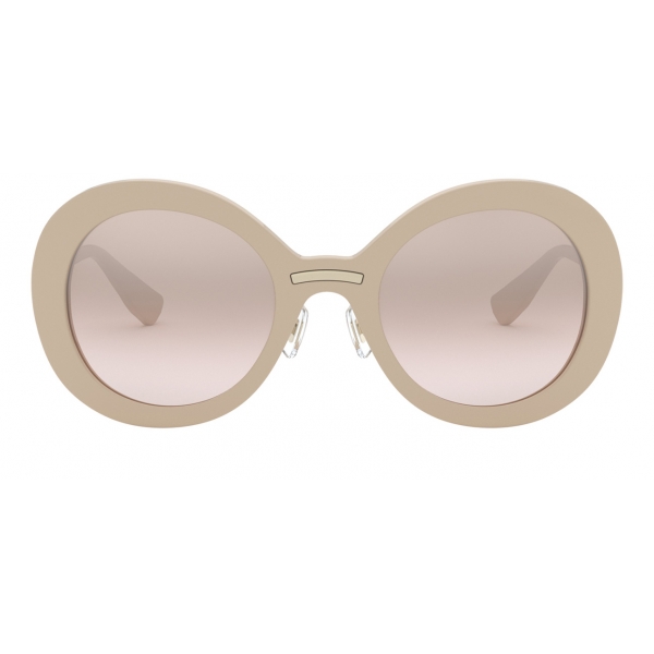 Miu Miu - Miu Miu Logo Sunglasses - Round - Beige - Sunglasses - Miu Miu Eyewear