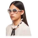 Miu Miu - Miu Miu Logo Sunglasses - Round - Beige - Sunglasses - Miu Miu Eyewear