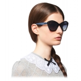 Miu Miu - Miu Miu Logo Sunglasses - Alternative Fit - Cat Eye - Black and Crystal - Sunglasses - Miu Miu Eyewear