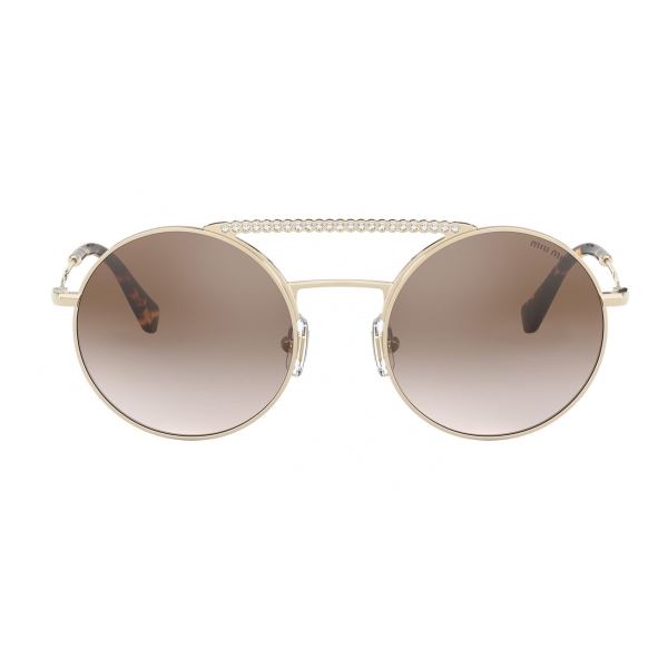 Miu Miu - Miu Miu Societe Sunglasses - Round - Pale Gold Brown - Sunglasses - Miu Miu Eyewear