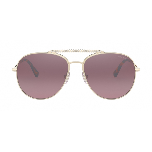 Miu Miu - Miu Miu Societe Sunglasses - Aviator - Pale Gold Pink - Sunglasses - Miu Miu Eyewear