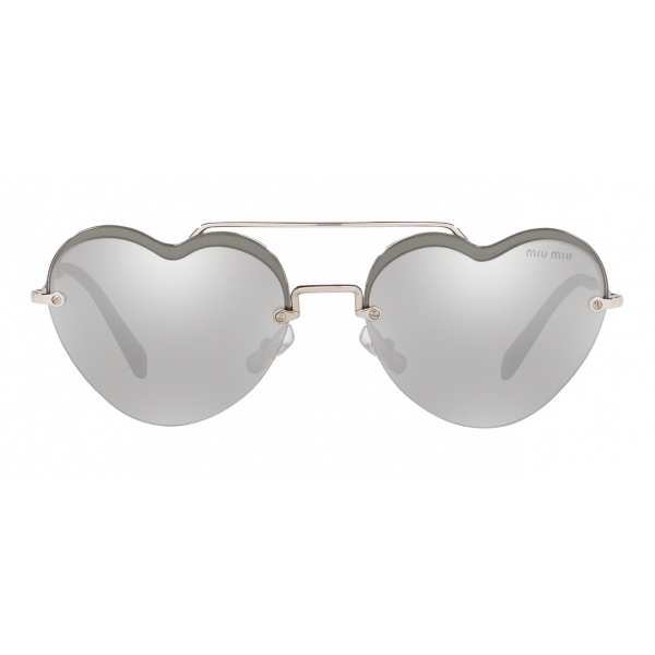 Miu Miu - Miu Miu Noir Sunglasses - Cat Eye Heart - Mirrored Gray Silver - Sunglasses - Miu Miu Eyewear