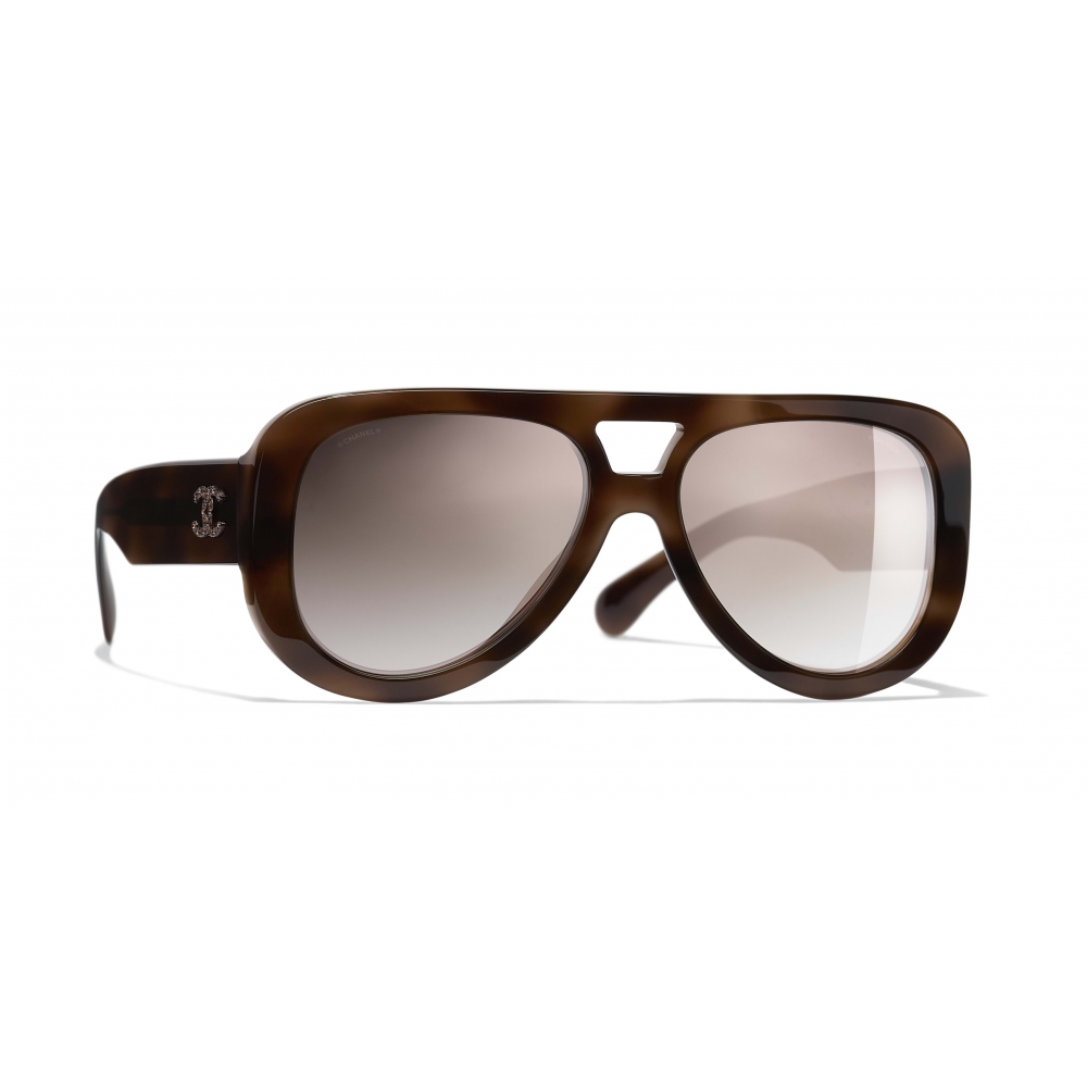Chanel - Pilot Sunglasses - Tortoise Brown Mirror - Chanel Eyewear -  Avvenice