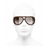 Chanel - Occhiali Pilota da Sole - Tartaruga Marrone Specchiato - Chanel Eyewear