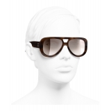 Chanel - Occhiali Pilota da Sole - Tartaruga Marrone Specchiato - Chanel Eyewear