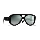 Chanel - Occhiali Pilota da Sole - Nero Verde Specchiato - Chanel Eyewear