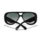Chanel - Occhiali Pilota da Sole - Nero Verde Specchiato - Chanel Eyewear