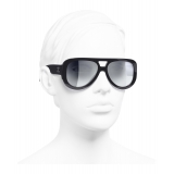 Chanel - Occhiali Pilota da Sole - Blu Scuro Specchiato - Chanel Eyewear
