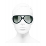 Chanel - Occhiali Pilota da Sole - Verde Scuro Specchiato - Chanel Eyewear