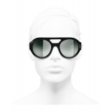 Chanel - Occhiali Rotondi da Sole - Nero Verde Specchiato - Chanel Eyewear