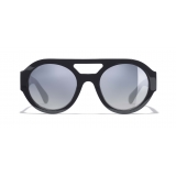 Chanel - Occhiali Rotondi da Sole - Blu Scuro Specchiato - Chanel Eyewear