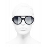 Chanel - Occhiali Rotondi da Sole - Blu Scuro Specchiato - Chanel Eyewear