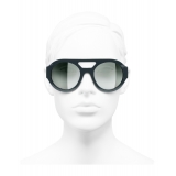 Chanel - Occhiali Rotondi da Sole - Verde Scuro Specchiato - Chanel Eyewear