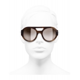 Chanel - Round Sunglasses - Tortoise Brown Mirror - Chanel Eyewear
