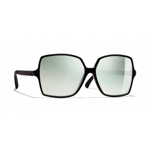 Chanel - Occhiali Quadrati da Sole - Nero Verde Specchiato - Chanel Eyewear