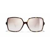 Chanel - Square Sunglasses - Dark Tortoise Beige Mirror - Chanel Eyewear