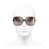 Chanel - Occhiali Quadrati da Sole - Tartaruga Scuro Beige Specchiato - Chanel Eyewear
