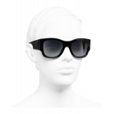 Chanel - Occhiali Rettangolari da Sole - Nero Grigio Graduato - Chanel Eyewear