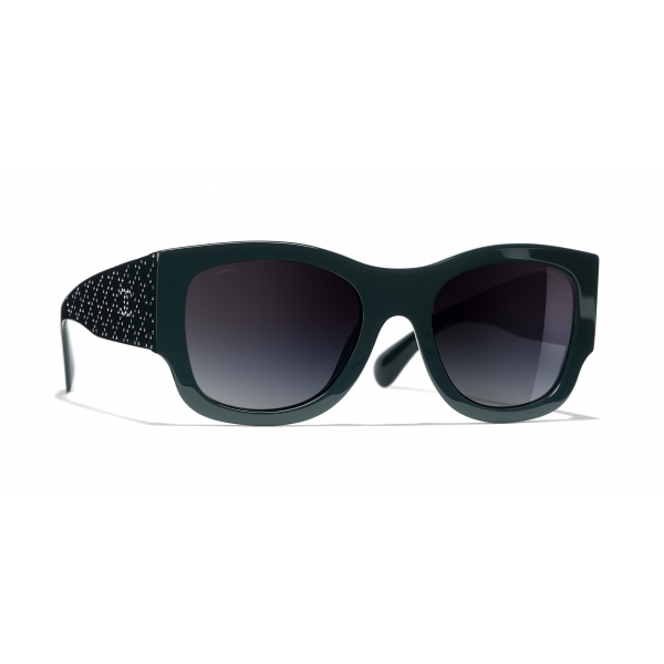 Chanel - Rectangle Sunglasses - Dark Green Gray Gradient - Chanel Eyewear -  Avvenice