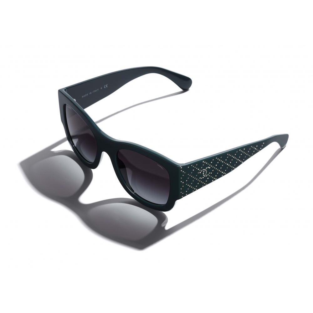 Chanel - Rectangle Sunglasses - Dark Green Gray Gradient - Chanel