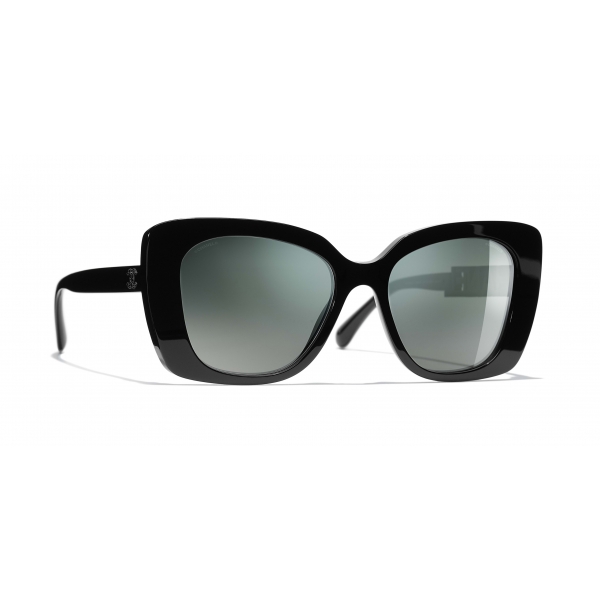 Chanel - Square Sunglasses - Black Green mirror - Chanel Eyewear - Avvenice