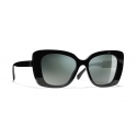 Chanel - Occhiali Quadrati da Sole - Nero Verde Specchiato - Chanel Eyewear