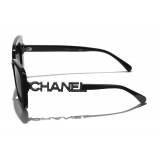 Chanel - Occhiali Quadrati da Sole - Nero Verde Specchiato - Chanel Eyewear