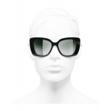 Chanel - Occhiali Quadrati da Sole - Nero Verde Specchiato - Chanel Eyewear