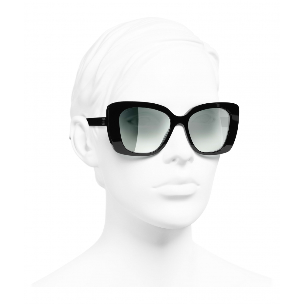 Chanel - Square Sunglasses - Black Green mirror - Chanel Eyewear - Avvenice