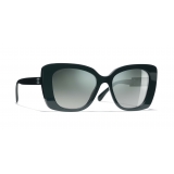 Chanel - Occhiali Quadrati da Sole - Verde Scuro Specchiato - Chanel Eyewear