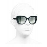 Chanel - Occhiali Quadrati da Sole - Verde Scuro Specchiato - Chanel Eyewear