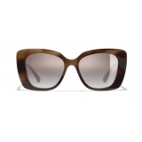 Chanel - Occhiali Quadrati da Sole - Tartaruga Marrone Specchiato - Chanel Eyewear