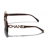 Chanel - Occhiali Quadrati da Sole - Tartaruga Marrone Specchiato - Chanel Eyewear