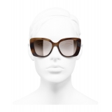 Chanel - Occhiali Quadrati da Sole - Tartaruga Marrone Specchiato - Chanel Eyewear