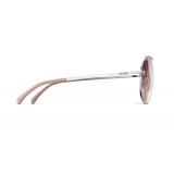 Chanel - Occhiali Pilota da Sole - Argento Rosa Chiaro Specchiato - Chanel Eyewear