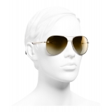 chanel pilot sunglasses gold and brown