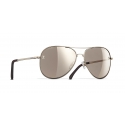 Chanel - Occhiali Pilota da Sole - Oro Marrone Specchiato - Chanel Eyewear