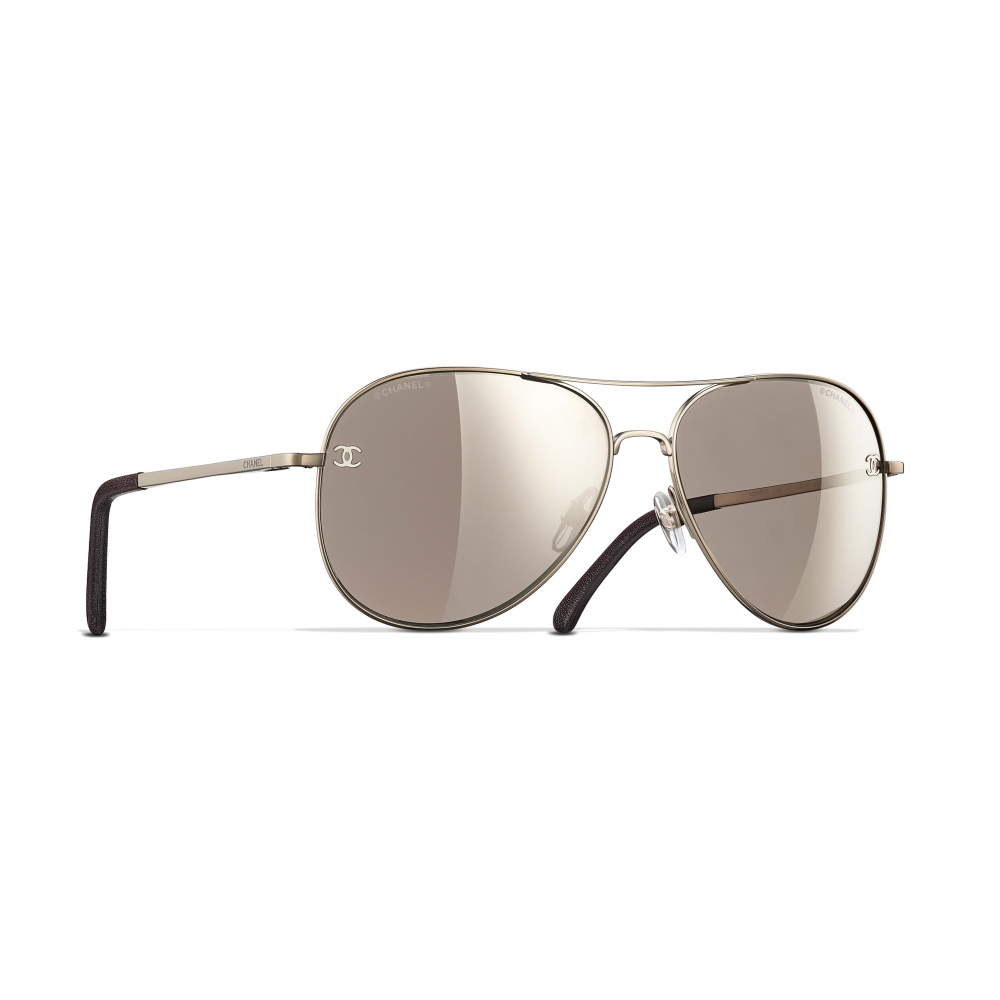 Converge etage Medic Chanel - Pilot Sunglasses - Gold Brown Mirror - Chanel Eyewear - Avvenice