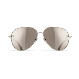 Chanel - Occhiali Pilota da Sole - Oro Marrone Specchiato - Chanel Eyewear