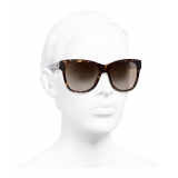 Chanel - Occhiali Quadrati da Sole - Tartaruga Scuro Marrone - Chanel Eyewear