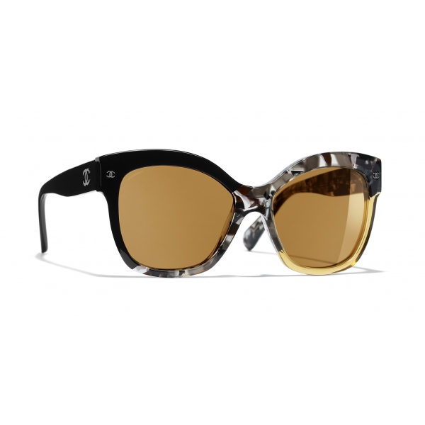 Chanel - Occhiali a Farfalla da Sole - Nero Giallo - Chanel Eyewear