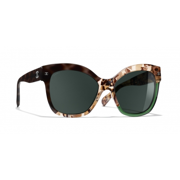 Chanel - Butterfly Sunglasses - Dark Tortoise Green - Chanel Eyewear
