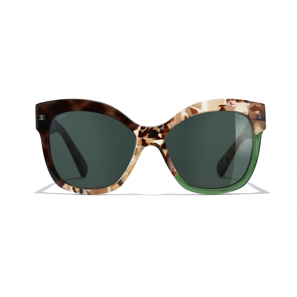 Chanel - Butterfly Sunglasses - Dark Tortoise Green - Chanel