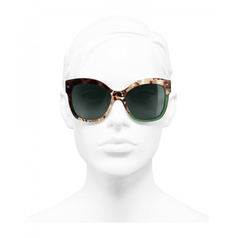 Chanel - Butterfly Sunglasses - Dark Tortoise Green - Chanel